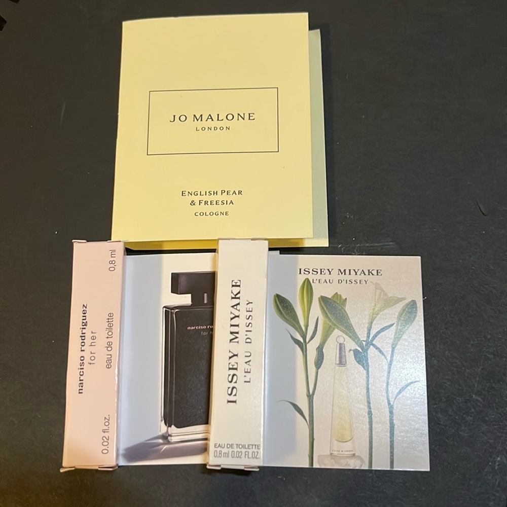 Jo Malone Narciso Rodriguez Issey Miyake samples x3
